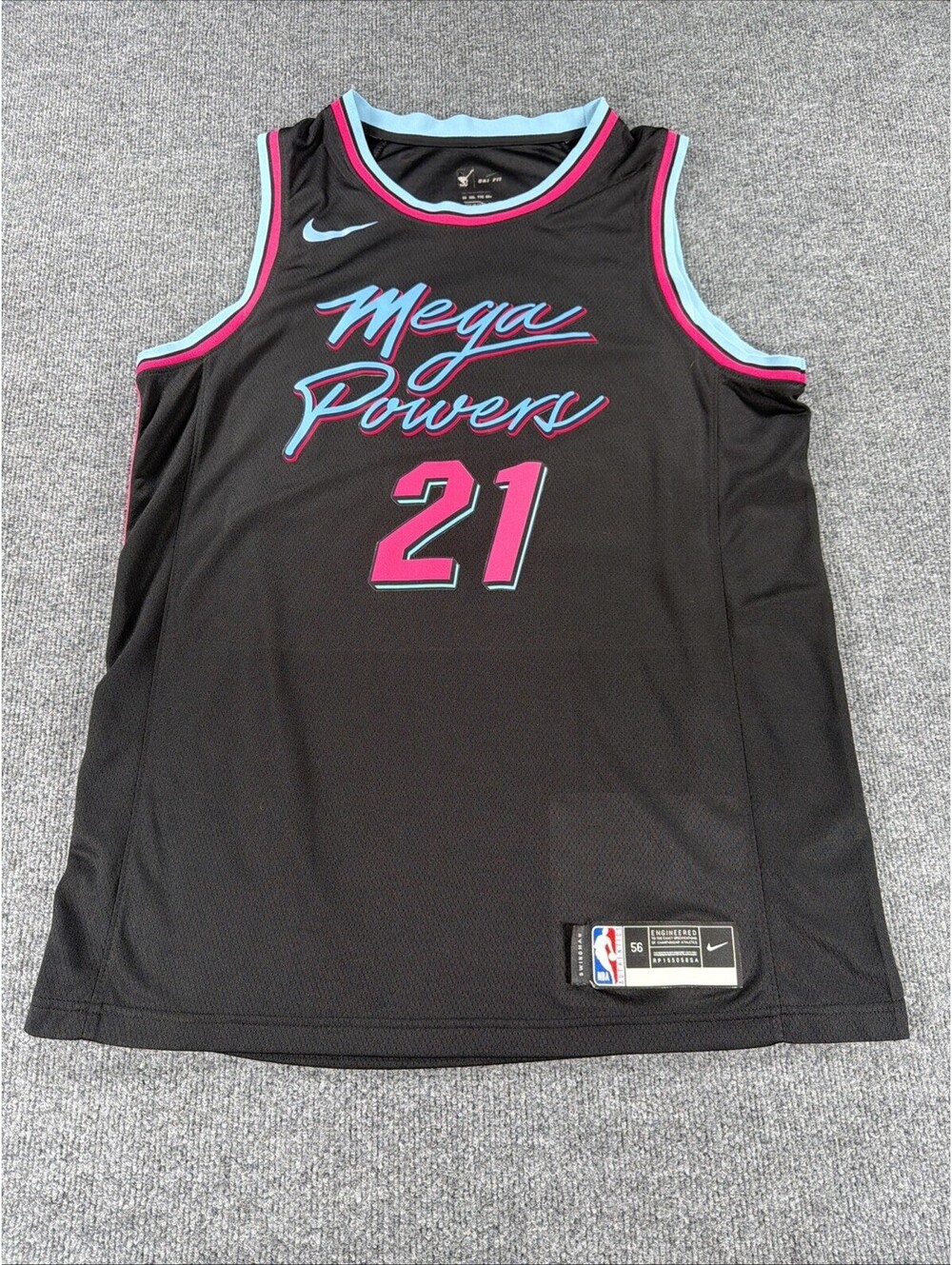 Custom Nike Mega Powers X Miami Heat "Vice Nights" Jersey- Men's XXL